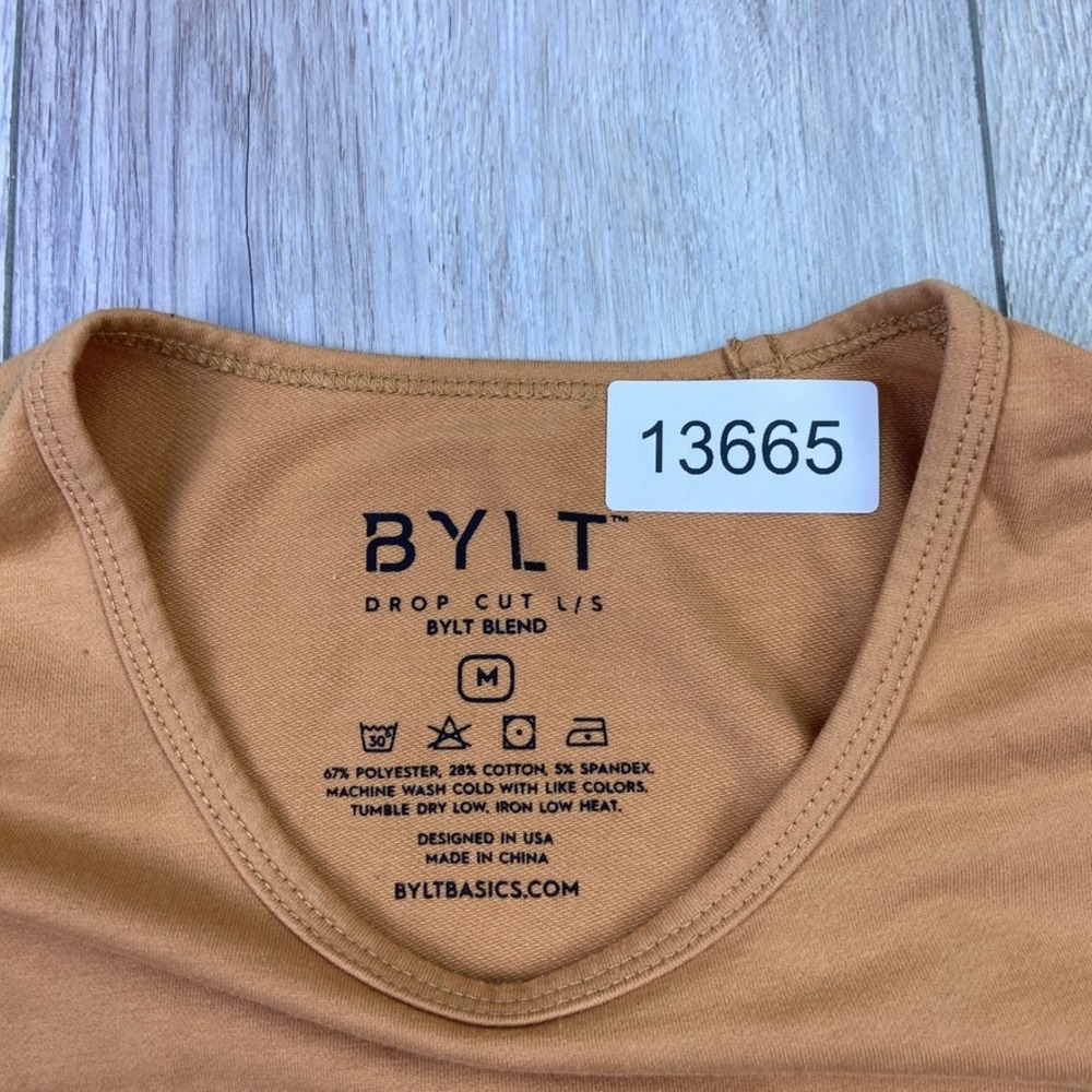BYLT Drop Cut Shirt Mens Medium Brown L/S Long Sleeve Gym Performance Men - Picture 7 of 9